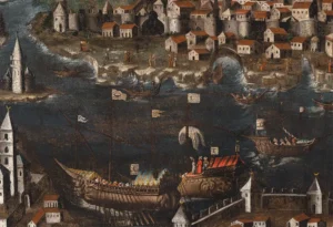 A 16th century oil painting commissioned to commemorate a celebrated ancestor, Luchino Dal Verme